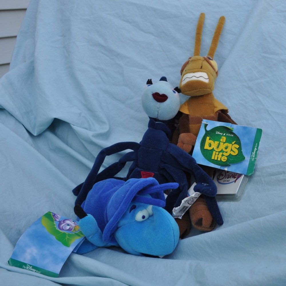 SALE* Disney bean bag A Bug's Life Dim 7", Hopper & Rosie Spider 8" (540w)